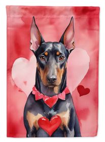 Doberman Pinscher My Valentine Garden Flag Mailbox Flag Decorative Yard Flag Banner Outside Patio Artwork Yard Flower Beds, Garden Size, Multicolor