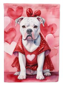 American Bulldog My Valentine Garden Flag Mailbox Flag Decorative Yard Flag Banner Outside Patio Artwork Yard Flower Beds, Garden Size, Multicolor