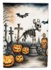 Pet Cemetery Spooky Halloween House Flag Large Porch Sleeve Pole Decorative Outside Yard Banner Artwork Wall Hanging, Polyester, House Size