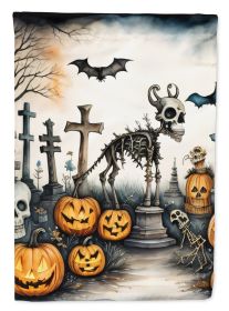Pet Cemetery Spooky Halloween House Flag Large Porch Sleeve Pole Decorative Outside Yard Banner Artwork Wall Hanging, Polyester, House Size