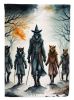 Werewolves Spooky Halloween House Flag Large Porch Sleeve Pole Decorative Outside Yard Banner Artwork Wall Hanging, Polyester, House Size, Multicolor