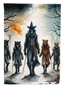 Werewolves Spooky Halloween House Flag Large Porch Sleeve Pole Decorative Outside Yard Banner Artwork Wall Hanging, Polyester, House Size, Multicolor