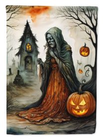 The Weeping Woman Spooky Halloween House Flag Large Porch Sleeve Pole Decorative Outside Yard Banner Artwork Wall Hanging, Polyester, House Size