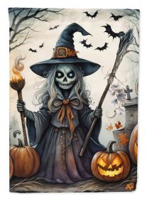Witch Spooky Halloween House Flag Large Porch Sleeve Pole Decorative Outside Yard Banner Artwork Wall Hanging, Polyester, House Size, Multicolor