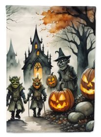 Orcs Spooky Halloween House Flag Large Porch Sleeve Pole Decorative Outside Yard Banner Artwork Wall Hanging, Polyester, House Size, Multicolor