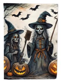 Witches Spooky Halloween House Flag Large Porch Sleeve Pole Decorative Outside Yard Banner Artwork Wall Hanging, Polyester, House Size, Multicolor