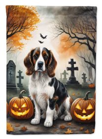 Welsh Springer Spaniel Spooky Halloween House Flag Large Porch Sleeve Pole Decorative Outside Yard Banner Artwork Wall Hanging, Polyester, House Size