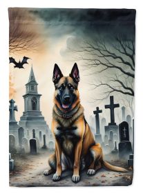 Belgian Malinois Spooky Halloween House Flag Large Porch Sleeve Pole Decorative Outside Yard Banner Artwork Wall Hanging, Polyester, House Size