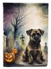 Border Terrier Spooky Halloween House Flag Large Porch Sleeve Pole Decorative Outside Yard Banner Artwork Wall Hanging, Polyester, House Size