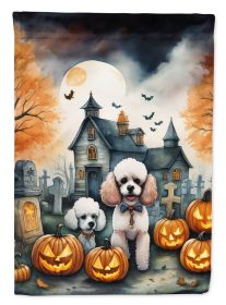 Poodle Spooky Halloween House Flag Large Porch Sleeve Pole Decorative Outside Yard Banner Artwork Wall Hanging, Polyester, House Size, Multicolor