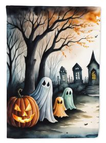 Ghosts Spooky Halloween House Flag Large Porch Sleeve Pole Decorative Outside Yard Banner Artwork Wall Hanging, Polyester, House Size, Multicolor