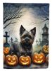 Cairn Terrier Spooky Halloween House Flag Large Porch Sleeve Pole Decorative Outside Yard Banner Artwork Wall Hanging, Polyester, House Size