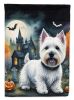 Westie Spooky Halloween House Flag Large Porch Sleeve Pole Decorative Outside Yard Banner Artwork Wall Hanging, Polyester, House Size, Multicolor