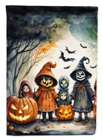 Trick or Treaters Spooky Halloween House Flag Large Porch Sleeve Pole Decorative Outside Yard Banner Artwork Wall Hanging, Polyester, House Size