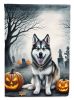 Alaskan Malamute Spooky Halloween House Flag Large Porch Sleeve Pole Decorative Outside Yard Banner Artwork Wall Hanging, Polyester, House Size