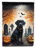 Black Labrador Retriever Spooky Halloween House Flag Large Porch Sleeve Pole Decorative Outside Yard Banner Artwork Wall Hanging, Polyester