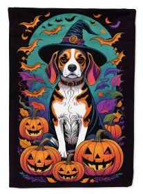 Beagle Witchy Halloween House Flag Large Porch Sleeve Pole Decorative Outside Yard Banner Artwork Wall Hanging, Polyester, House Size, Multicolor