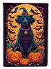 Black Labrador Retriever Witchy Halloween House Flag Large Porch Sleeve Pole Decorative Outside Yard Banner Artwork Wall Hanging, Polyester