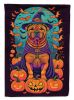 Shar Pei Witchy Halloween House Flag Large Porch Sleeve Pole Decorative Outside Yard Banner Artwork Wall Hanging, Polyester, House Size, Multicolor
