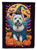 Westie Witchy Halloween House Flag Large Porch Sleeve Pole Decorative Outside Yard Banner Artwork Wall Hanging, Polyester, House Size, Multicolor