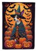 Basenji Witchy Halloween House Flag Large Porch Sleeve Pole Decorative Outside Yard Banner Artwork Wall Hanging, Polyester, House Size, Multicolor