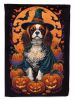 Cavalier Spaniel Witchy Halloween House Flag Large Porch Sleeve Pole Decorative Outside Yard Banner Artwork Wall Hanging, Polyester, House Size