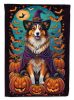 Sheltie Witchy Halloween House Flag Large Porch Sleeve Pole Decorative Outside Yard Banner Artwork Wall Hanging, Polyester, House Size, Multicolor