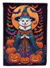 American Eskimo Witchy Halloween House Flag Large Porch Sleeve Pole Decorative Outside Yard Banner Artwork Wall Hanging, Polyester, House Size