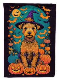 Lakeland Terrier Witchy Halloween House Flag Large Porch Sleeve Pole Decorative Outside Yard Banner Artwork Wall Hanging, Polyester, House Size