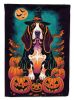 Basset Hound Witchy Halloween House Flag Large Porch Sleeve Pole Decorative Outside Yard Banner Artwork Wall Hanging, Polyester, House Size