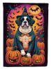 Saint Bernard Witchy Halloween House Flag Large Porch Sleeve Pole Decorative Outside Yard Banner Artwork Wall Hanging, Polyester, House Size