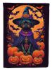 Affenpinscher Witchy Halloween House Flag Large Porch Sleeve Pole Decorative Outside Yard Banner Artwork Wall Hanging, Polyester, House Size