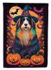 Bearded Collie Witchy Halloween House Flag Large Porch Sleeve Pole Decorative Outside Yard Banner Artwork Wall Hanging, Polyester, House Size