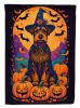Airedale Terrier Witchy Halloween House Flag Large Porch Sleeve Pole Decorative Outside Yard Banner Artwork Wall Hanging, Polyester, House Size