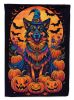 Belgian Tervuren Witchy Halloween House Flag Large Porch Sleeve Pole Decorative Outside Yard Banner Artwork Wall Hanging, Polyester, House Size