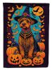 Welsh Terrier Witchy Halloween House Flag Large Porch Sleeve Pole Decorative Outside Yard Banner Artwork Wall Hanging, Polyester, House Size