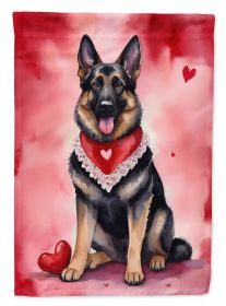 German Shepherd My Valentine House Flag Large Porch Sleeve Pole Decorative Outside Yard Banner Artwork Wall Hanging, Polyester, House Size, Multicolor