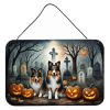 NEW Sheltie Spooky Halloween Wall or Door Hanging Prints Aluminum Metal Sign Kitchen Wall Bar Bathroom Plaque Home Decor, 8HX12W, Multicolor