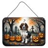 NEW Welsh Springer Spaniel Spooky Halloween Wall or Door Hanging Prints Aluminum Metal Sign Kitchen Wall Bar Bathroom Plaque Home Decor, 8HX12W