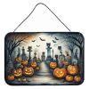 NEW Cat Cemetery Spooky Halloween Wall or Door Hanging Prints Aluminum Metal Sign Kitchen Wall Bar Bathroom Plaque Home Decor, 8HX12W, Multicolor