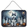 NEW Siberian Husky Spooky Halloween Wall or Door Hanging Prints Aluminum Metal Sign Kitchen Wall Bar Bathroom Plaque Home Decor, 8HX12W, Multicolor