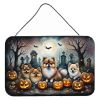 NEW Pomeranian Spooky Halloween Wall or Door Hanging Prints Aluminum Metal Sign Kitchen Wall Bar Bathroom Plaque Home Decor, 8HX12W, Multicolor