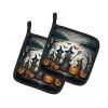 Witches Spooky Halloween Pair of Pot Holders Kitchen Heat Resistant Pot Holders Sets Oven Hot Pads for Cooking Baking BBQ, 7 1/2 x 7 1/2