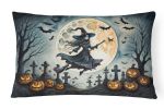 More Spooky Halloween Throw Pillow Throw Pillow for Indoor Couch Bed Outdoor Patio Washable, Flying Witch 2219,12Hx16W