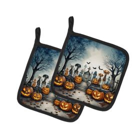 Pet Cemetery Spooky Halloween Pair of Pot Holders Kitchen Heat Resistant Pot Holders Sets Oven Hot Pads for Cooking Baking BBQ, 7 1/2 x 7 1/2