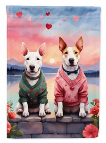 Bull Terrier Two Hearts Garden Flag Mailbox Flag Decorative Yard Flag Banner Outside Patio Artwork Yard Flower Beds, Garden Size, Multicolor