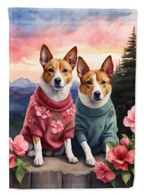 Basenji Two Hearts Garden Flag Mailbox Flag Decorative Yard Flag Banner Outside Patio Artwork Yard Flower Beds, Garden Size, Multicolor