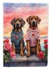 Bloodhound Two Hearts Garden Flag Mailbox Flag Decorative Yard Flag Banner Outside Patio Artwork Yard Flower Beds, Garden Size, Multicolor