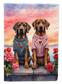 Bloodhound Two Hearts Garden Flag Mailbox Flag Decorative Yard Flag Banner Outside Patio Artwork Yard Flower Beds, Garden Size, Multicolor