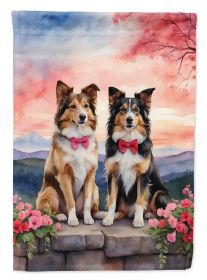 Collie Two Hearts Garden Flag Mailbox Flag Decorative Yard Flag Banner Outside Patio Artwork Yard Flower Beds, Garden Size, Multicolor